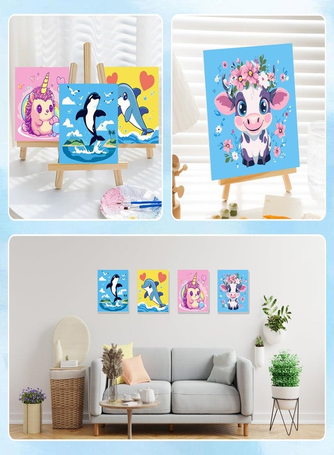 مجموعة الرسم بالأرقام من هيباغو للأطفال، عبوة من 4 لوحات، مناسبة للأطفال من عمر 8 إلى 12 سنة، سهلة الرسم بالأرقام، مناسبة للمبتدئين، لوحة زيتية أكريليك يمكنك صنعها بنفسك لتزيين جدران المنزل، مقاس 8x8 بوصة - Image 2